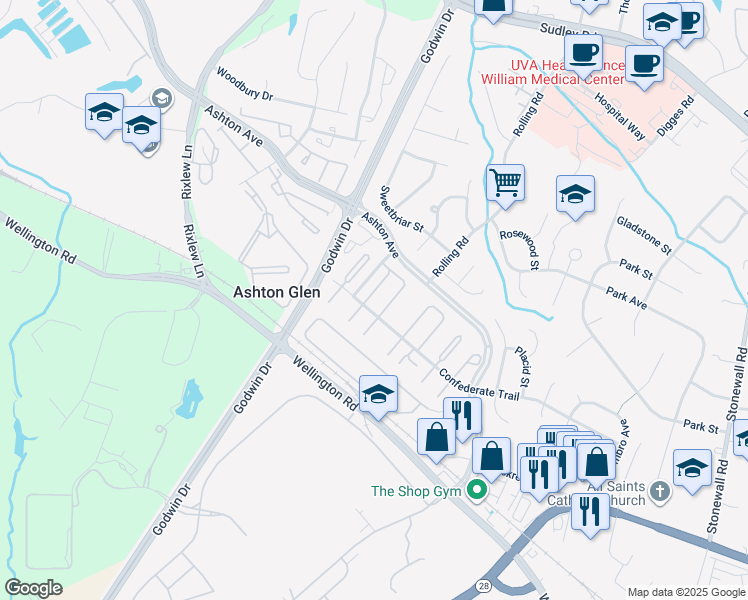 map of restaurants, bars, coffee shops, grocery stores, and more near 9012 Patterson Place in Manassas