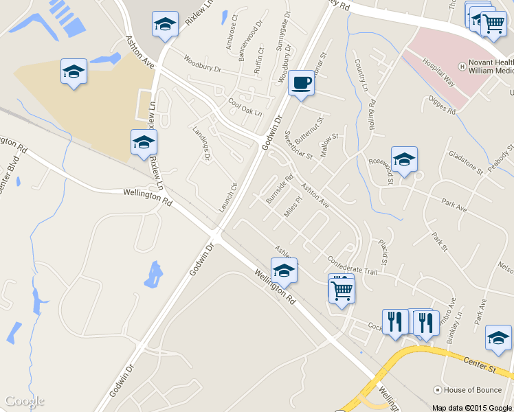 map of restaurants, bars, coffee shops, grocery stores, and more near 8956 Milroy Court in Manassas