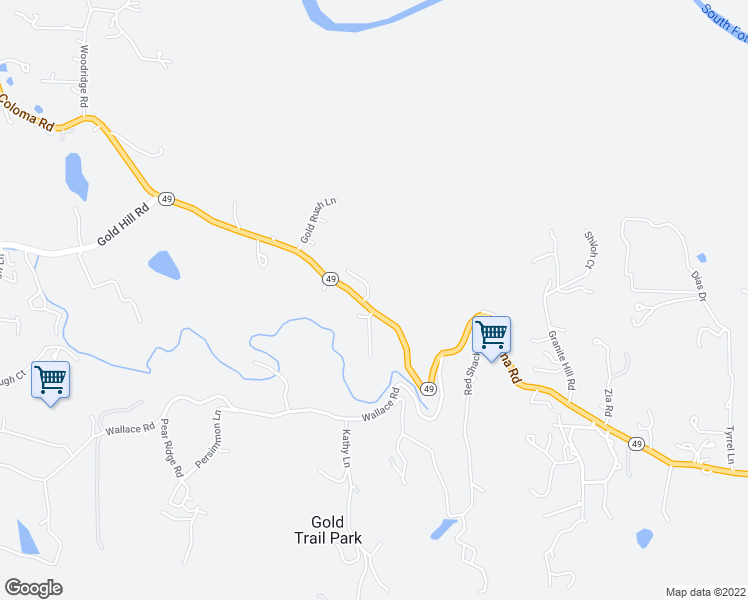 map of restaurants, bars, coffee shops, grocery stores, and more near 1377 Discovery Lane in Placerville