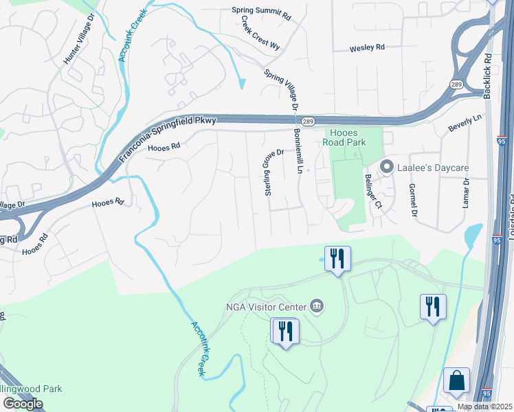 map of restaurants, bars, coffee shops, grocery stores, and more near 7217 Neuman Street in Springfield