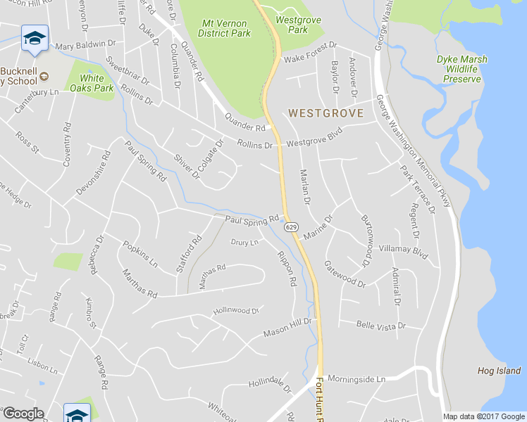 map of restaurants, bars, coffee shops, grocery stores, and more near 1600 Paul Spring Road in Alexandria