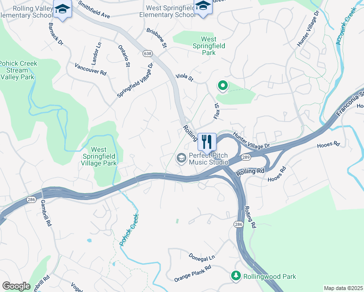 map of restaurants, bars, coffee shops, grocery stores, and more near 8020 Tanworth Court in West Springfield