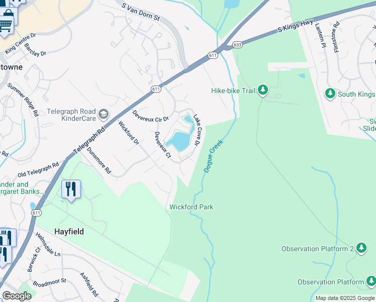 map of restaurants, bars, coffee shops, grocery stores, and more near 7114 Snug Harbor Court in Alexandria