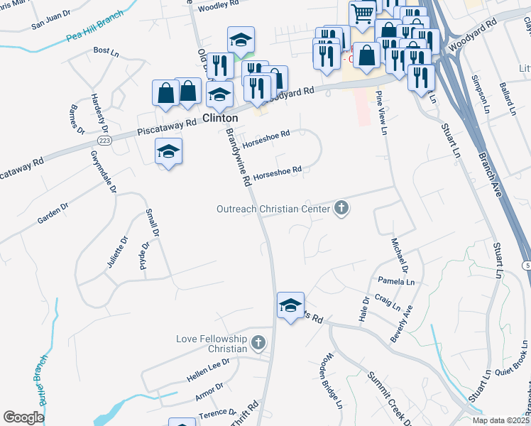 map of restaurants, bars, coffee shops, grocery stores, and more near 6518 Spoonbill Way in Clinton