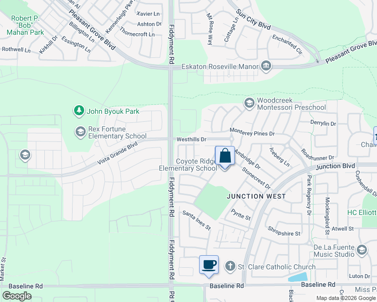 map of restaurants, bars, coffee shops, grocery stores, and more near 1809 Broad Stripes Way in Roseville