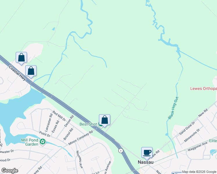 map of restaurants, bars, coffee shops, grocery stores, and more near 33594 Broeders Drive in Lewes