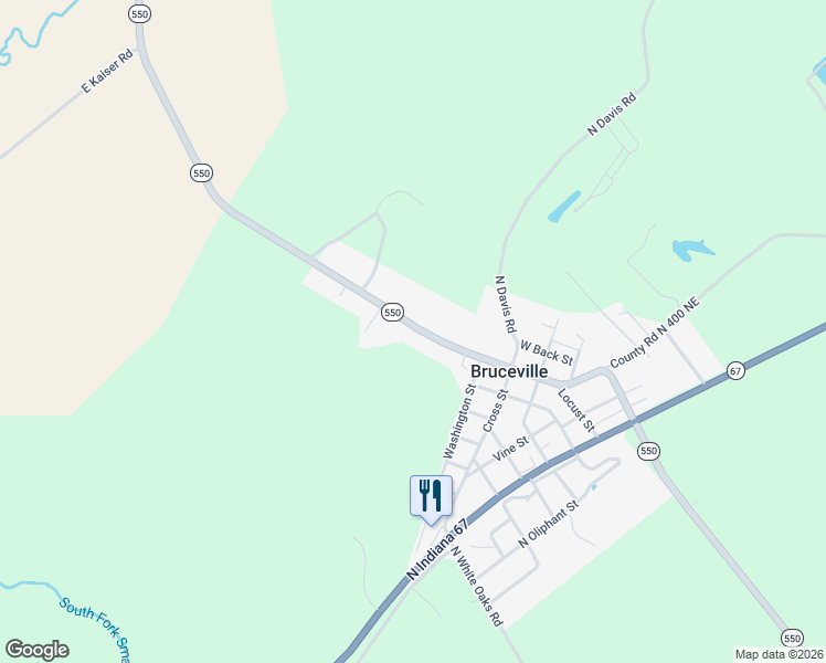 map of restaurants, bars, coffee shops, grocery stores, and more near 705 Main Street in Bruceville