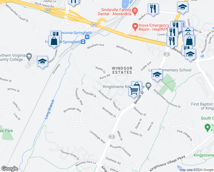 map of restaurants, bars, coffee shops, grocery stores, and more near 6419 Patience Court in Alexandria