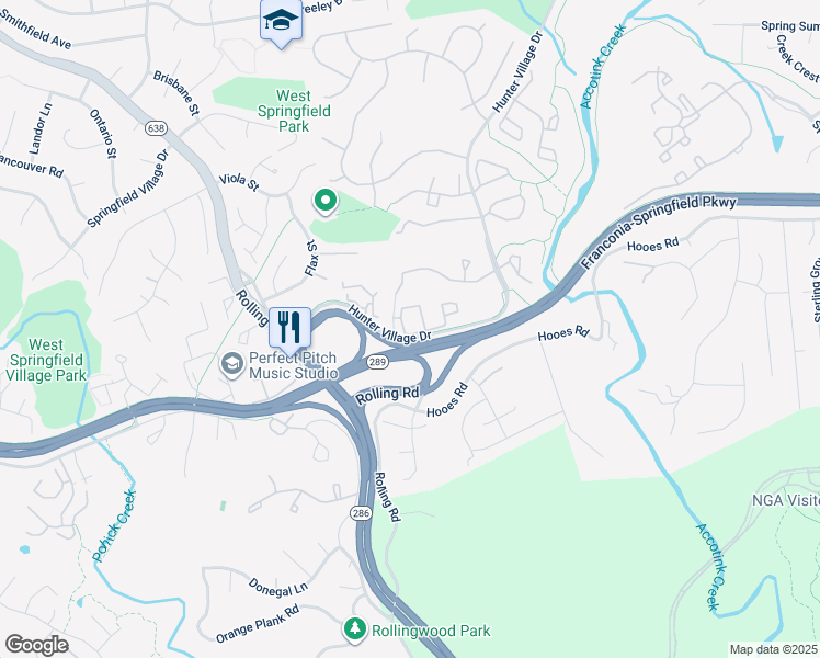 map of restaurants, bars, coffee shops, grocery stores, and more near 7815D Harrowgate Circle in West Springfield