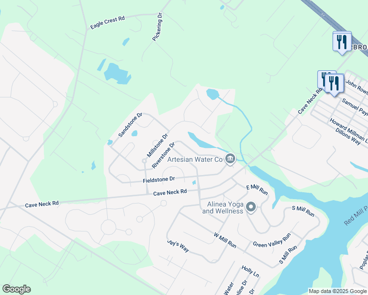 map of restaurants, bars, coffee shops, grocery stores, and more near 29646 Riverstone Drive in Milton