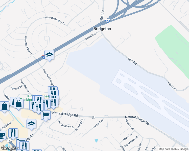 map of restaurants, bars, coffee shops, grocery stores, and more near in Bridgeton