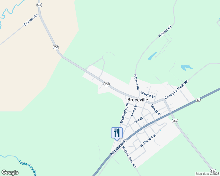 map of restaurants, bars, coffee shops, grocery stores, and more near 705 Main Street in Bruceville
