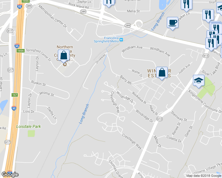 map of restaurants, bars, coffee shops, grocery stores, and more near 6609 Rockleigh Way in Alexandria