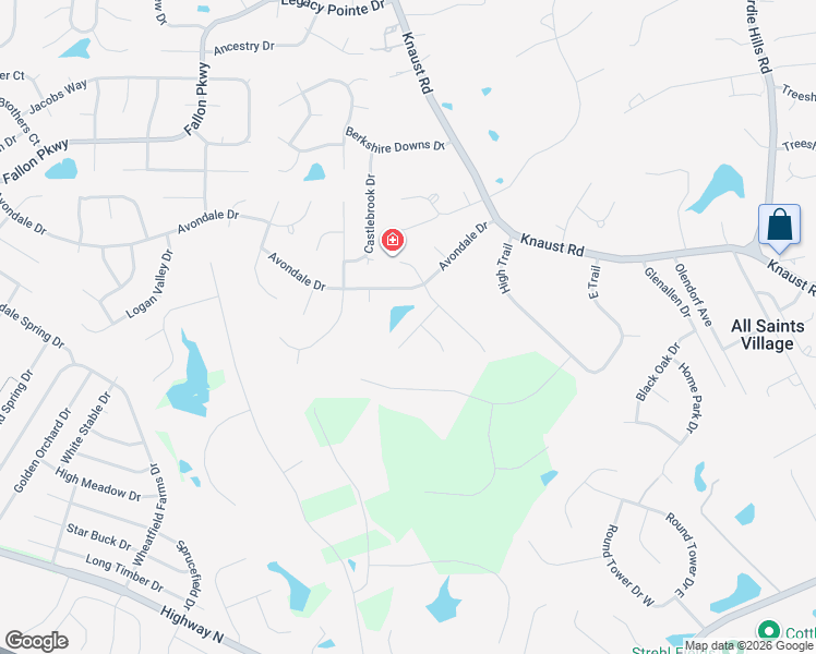 map of restaurants, bars, coffee shops, grocery stores, and more near 732 Sheffield Chase Drive in St. Peters