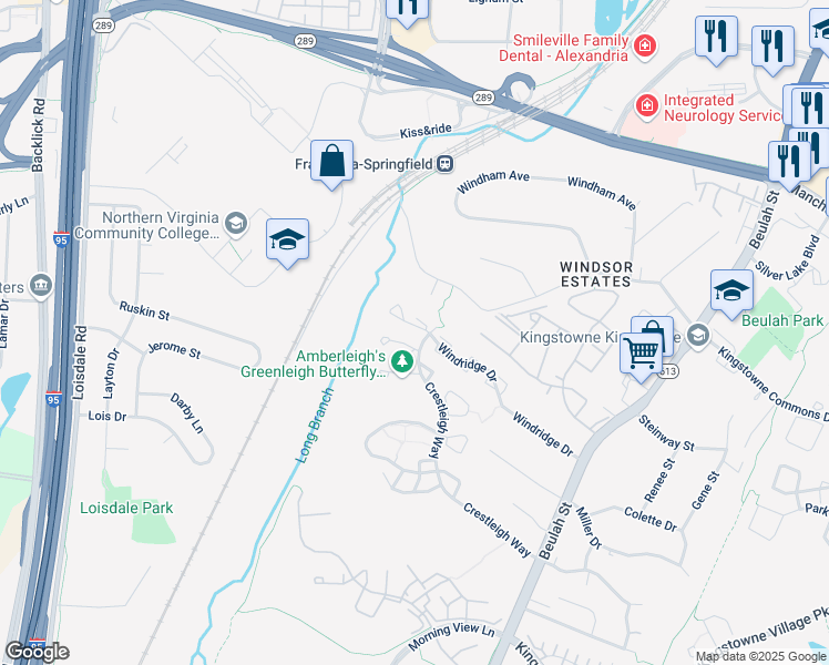 map of restaurants, bars, coffee shops, grocery stores, and more near 6609 Rockleigh Way in Alexandria