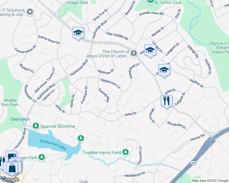 map of restaurants, bars, coffee shops, grocery stores, and more near 8801 Newell Court in Springfield