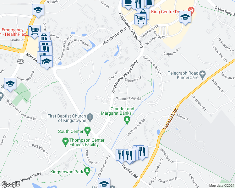 map of restaurants, bars, coffee shops, grocery stores, and more near 6002 Wescott Hills Way in Alexandria