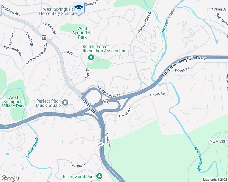 map of restaurants, bars, coffee shops, grocery stores, and more near 7813 Harrowgate Circle in Springfield