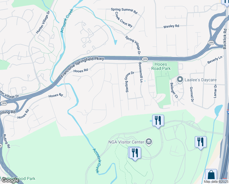 map of restaurants, bars, coffee shops, grocery stores, and more near 7205 Kyle's Landing in Springfield