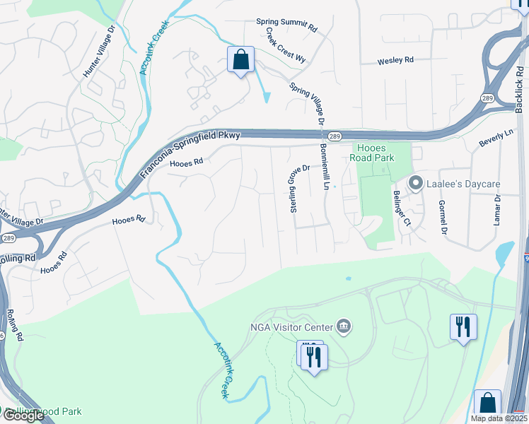 map of restaurants, bars, coffee shops, grocery stores, and more near 7205 Kyle's Landing in Springfield