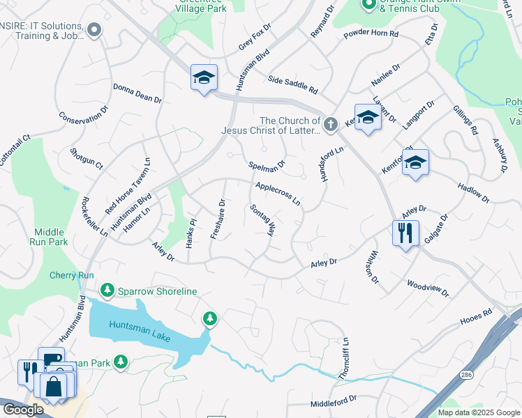 map of restaurants, bars, coffee shops, grocery stores, and more near 7117 Sontag Way in Springfield