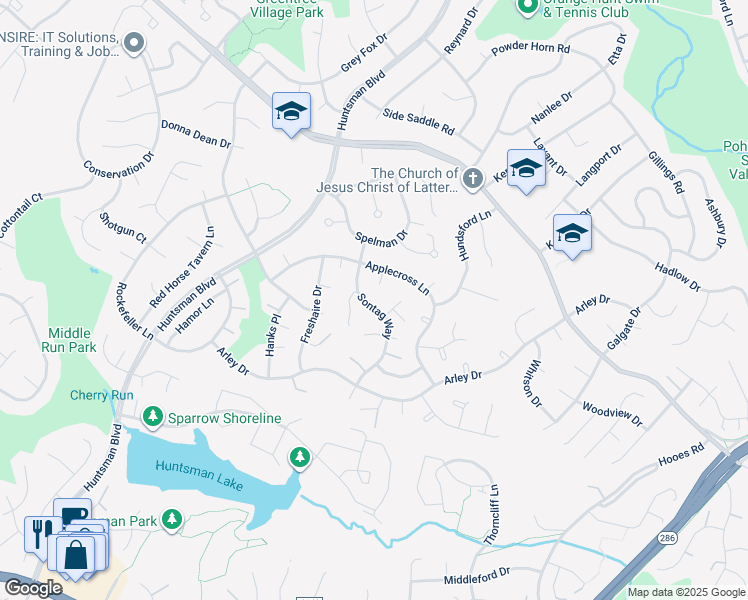 map of restaurants, bars, coffee shops, grocery stores, and more near 7117 Sontag Way in Springfield