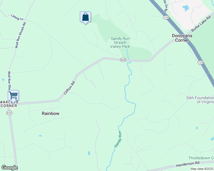 map of restaurants, bars, coffee shops, grocery stores, and more near 7658 Clifton Road in Fairfax Station