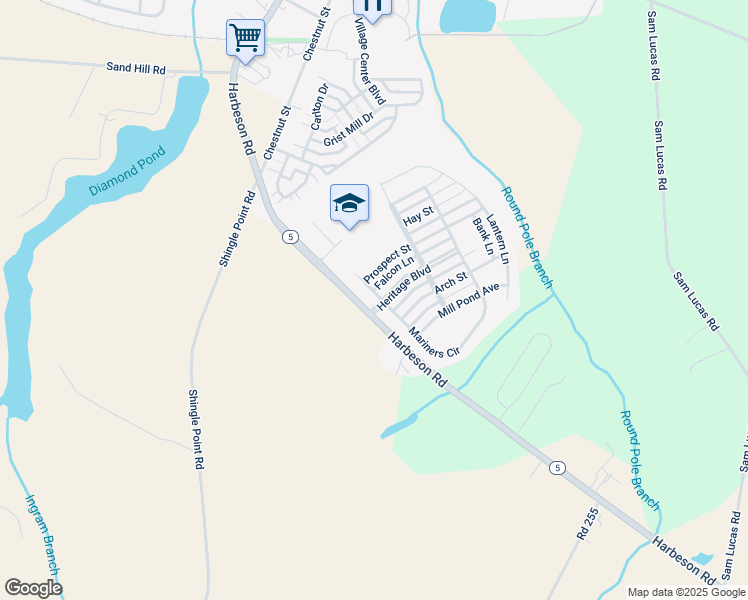map of restaurants, bars, coffee shops, grocery stores, and more near 101 Heritage Boulevard in Milton