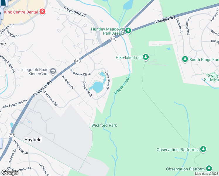 map of restaurants, bars, coffee shops, grocery stores, and more near 7177 Lake Cove Drive in Alexandria