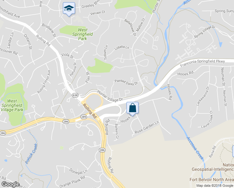 map of restaurants, bars, coffee shops, grocery stores, and more near 7825 Harrowgate Circle in Springfield