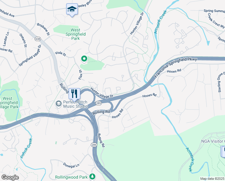 map of restaurants, bars, coffee shops, grocery stores, and more near 7824 Harrowgate Circle in West Springfield