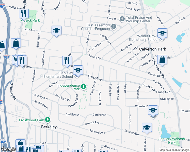 map of restaurants, bars, coffee shops, grocery stores, and more near 8253 Frost Avenue in Berkeley