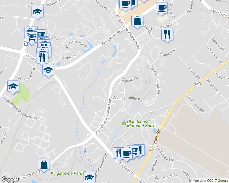 map of restaurants, bars, coffee shops, grocery stores, and more near 5994 Wescott Hills Way in Alexandria