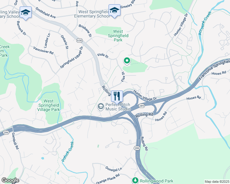 map of restaurants, bars, coffee shops, grocery stores, and more near 7936 Wentworth Pl in Springfield