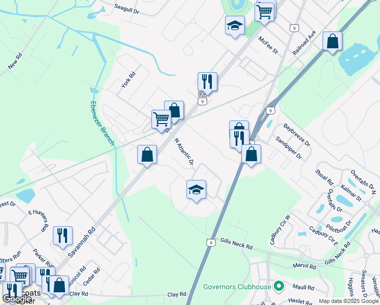 map of restaurants, bars, coffee shops, grocery stores, and more near 10 North Atlantic Drive in Lewes