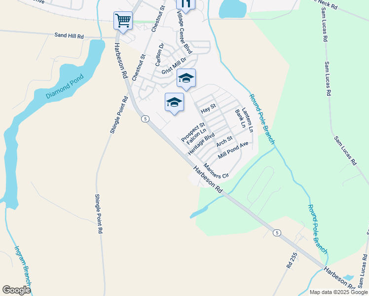 map of restaurants, bars, coffee shops, grocery stores, and more near 203 Mariners Circle in Milton