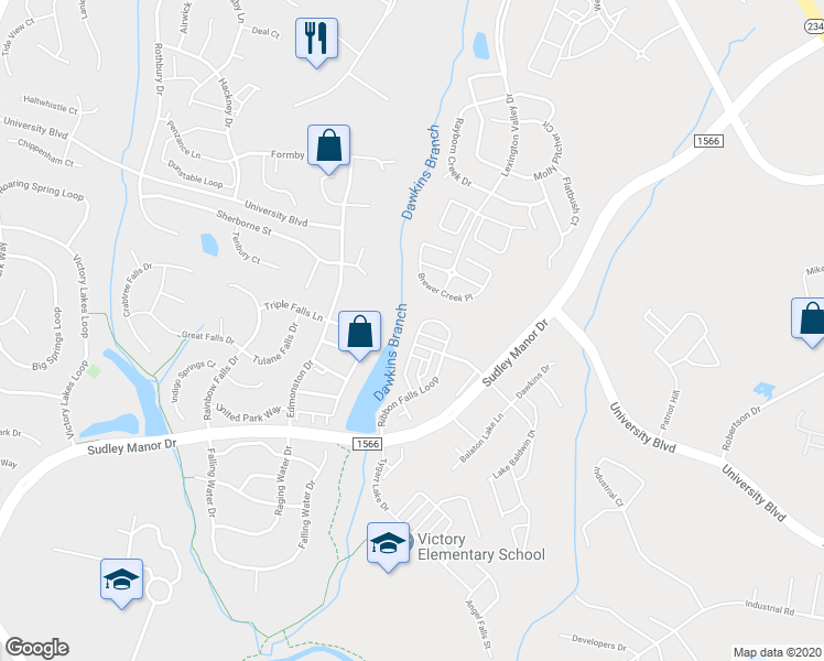 map of restaurants, bars, coffee shops, grocery stores, and more near 9063 Ribbon Falls Loop in Bristow