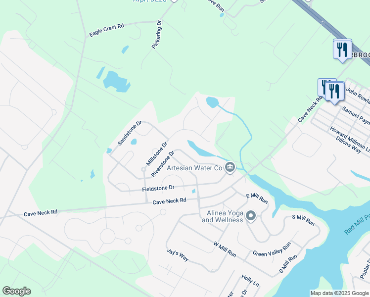 map of restaurants, bars, coffee shops, grocery stores, and more near 29646 Riverstone Drive in Milton