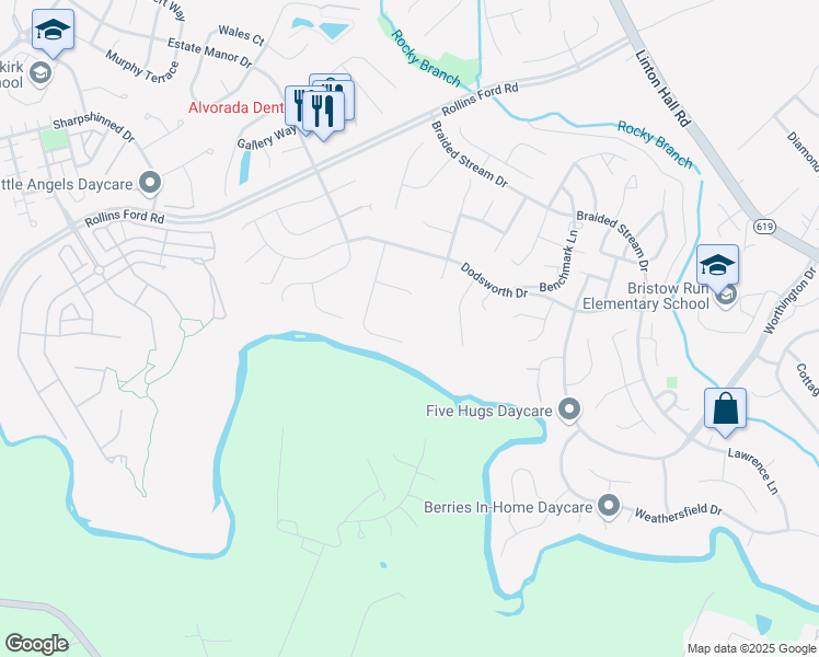 map of restaurants, bars, coffee shops, grocery stores, and more near 8981 Chianti Terrace in Bristow