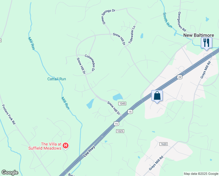 map of restaurants, bars, coffee shops, grocery stores, and more near 6737 Kirk Lane in Warrenton