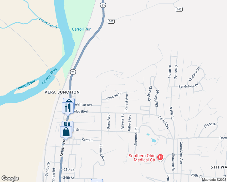 map of restaurants, bars, coffee shops, grocery stores, and more near 3317 North Taylor Court in Portsmouth