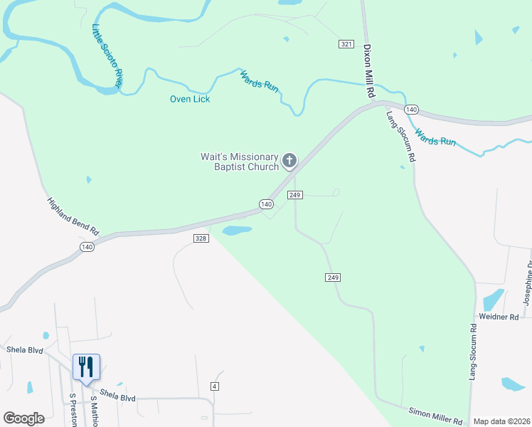 map of restaurants, bars, coffee shops, grocery stores, and more near 1731 Ohio 140 in Portsmouth