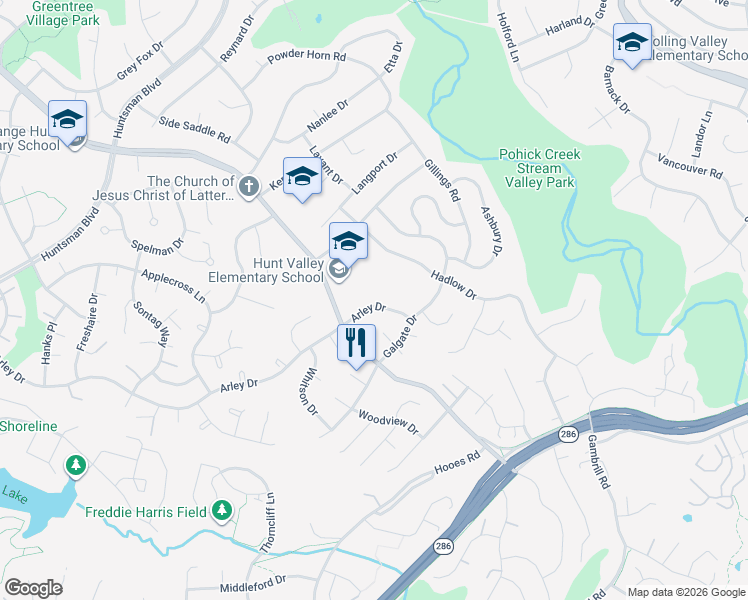 map of restaurants, bars, coffee shops, grocery stores, and more near 8612 Arley Drive in Springfield