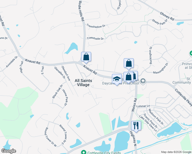 map of restaurants, bars, coffee shops, grocery stores, and more near 11 Woodland Ridge Court in St. Peters