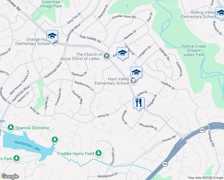map of restaurants, bars, coffee shops, grocery stores, and more near 8718 Whitson Court in Springfield