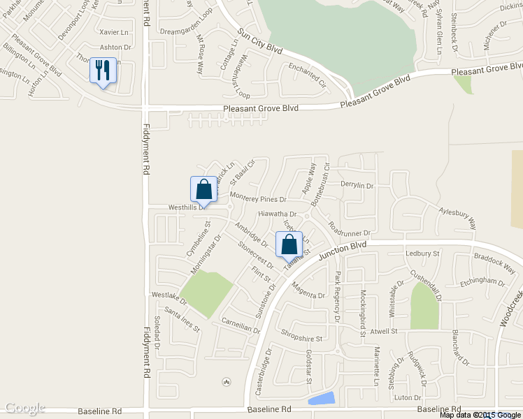 map of restaurants, bars, coffee shops, grocery stores, and more near 1796 Hiawatha Drive in Roseville