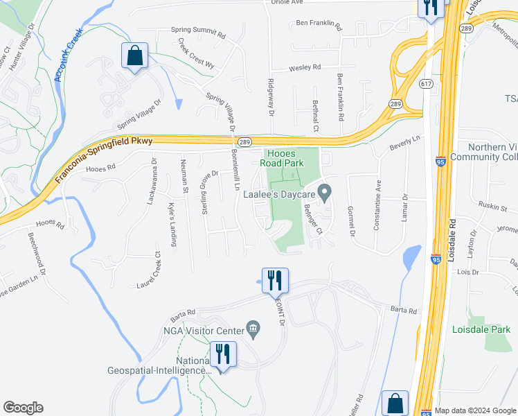 map of restaurants, bars, coffee shops, grocery stores, and more near 7357 Bloomington Court in Springfield
