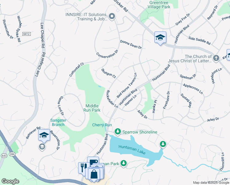 map of restaurants, bars, coffee shops, grocery stores, and more near 9105 Rothery Court in Springfield