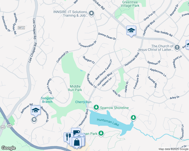 map of restaurants, bars, coffee shops, grocery stores, and more near 9105 Rothery Court in Springfield