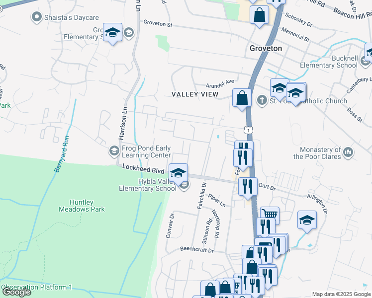 map of restaurants, bars, coffee shops, grocery stores, and more near 7202 Tavenner Lane in Alexandria